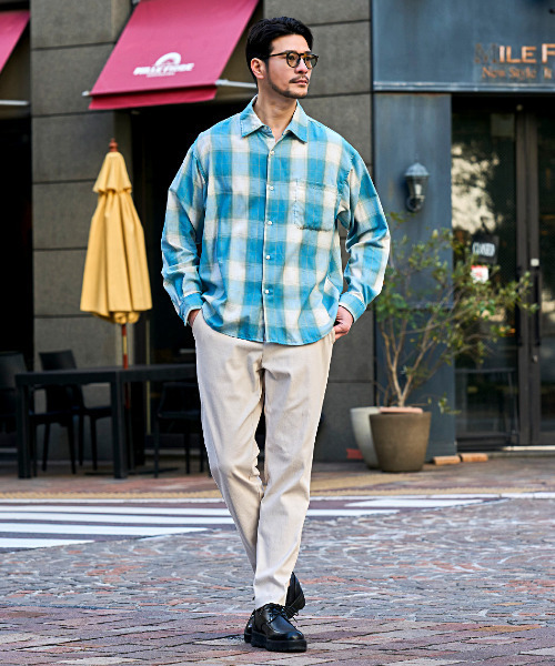 CavariA（キャバリア）の「『CavariA/キャバリア』先染め長袖シャツ（シャツ/ブラウス・メンズ・ホワイト/ブラック/ブルー・M/L/LL）」の12枚目の写真