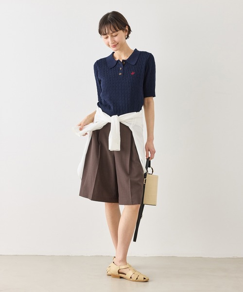 BEVERLY HILLS POLO CLUB（ビバリーヒルズポロクラブ）の「【BEVERLY HILLS POLO CLUB別注】ポロカラーケーブルニット/リンクコーデ（ニット/セーター・レディース・ダークブラウン/キナリ/ネイビー/クリーム・FREE）」の16枚目の写真