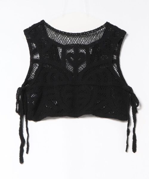 NYLAUS（ナイラス）の「【SG】クロシェ編みショートベスト かぎ針ベスト（ベスト・レディース・アイボリー/ブラック・M）」の14枚目の写真