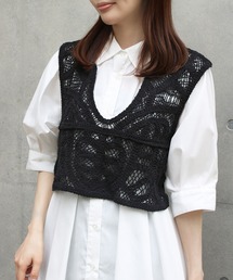 NYLAUS | 【SG】クロシェ編みショートベスト かぎ針ベスト(ベスト)