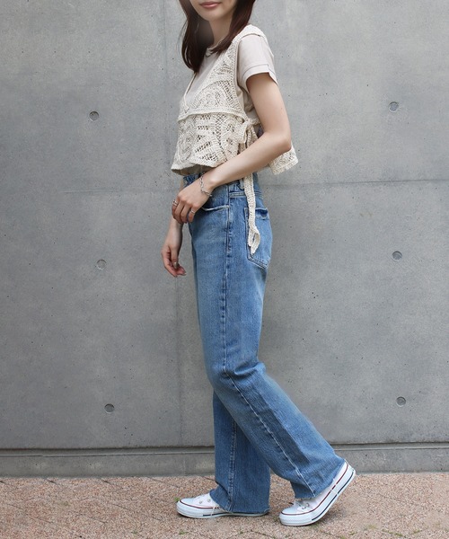 NYLAUS（ナイラス）の「【SG】クロシェ編みショートベスト かぎ針ベスト（ベスト・レディース・アイボリー/ブラック・M）」の7枚目の写真