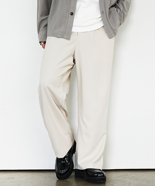 MinoriTY(マイノリティ)の「【MinoriTY】選べる2タイプ とろみ冷感パンツ メンズ ワイド テーパード セミワイド スラックス 春服 夏服(スラックス・メンズ・ブラック系その他/ブラウン系その他/モカ/ホワイト系その他/アイボリー/ブラック・S/L/M)」の3枚目の写真