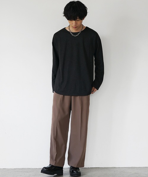 MinoriTY(マイノリティ)の「【MinoriTY】選べる2タイプ とろみ冷感パンツ メンズ ワイド テーパード セミワイド スラックス 春服 夏服(スラックス・メンズ・ブラック系その他/ブラウン系その他/モカ/ホワイト系その他/アイボリー/ブラック・S/L/M)」の13枚目の写真