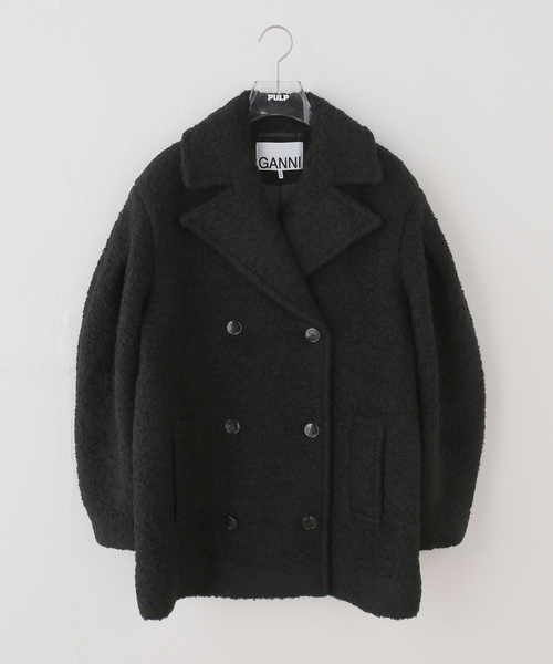 GANNI(ガニー)の「GANNI / ガニー Heavy Boucle Midi Coat(ピーコート・レディース・ブラック・34/36)」の1枚目の写真