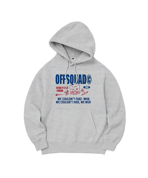 RANDOMOFF(ランダムオフ)の「OFF SQUAD OVER FIT HOODIE (5color)(パーカー・レディース・ライトグレー/ネイビー/グレー/ブルーグレー/ブラック×ホワイト/ホワイト×ネイビー/ブラック×ピンク・MEDIUM/LARGE/X-LARGE/S)」の5枚目の写真