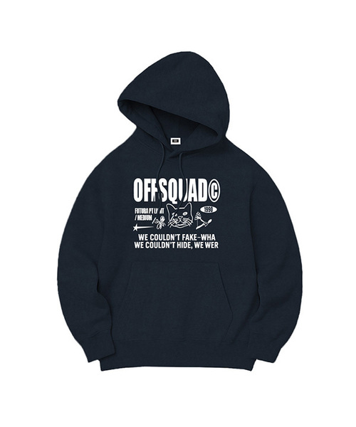 RANDOMOFF(ランダムオフ)の「OFF SQUAD OVER FIT HOODIE (5color)(パーカー・レディース・ライトグレー/ネイビー/グレー/ブルーグレー/ブラック×ホワイト/ホワイト×ネイビー/ブラック×ピンク・MEDIUM/LARGE/X-LARGE/S)」の2枚目の写真
