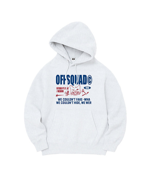 RANDOMOFF(ランダムオフ)の「OFF SQUAD OVER FIT HOODIE (5color)(パーカー・レディース・ライトグレー/ネイビー/グレー/ブルーグレー/ブラック×ホワイト/ホワイト×ネイビー/ブラック×ピンク・MEDIUM/LARGE/X-LARGE/S)」の4枚目の写真