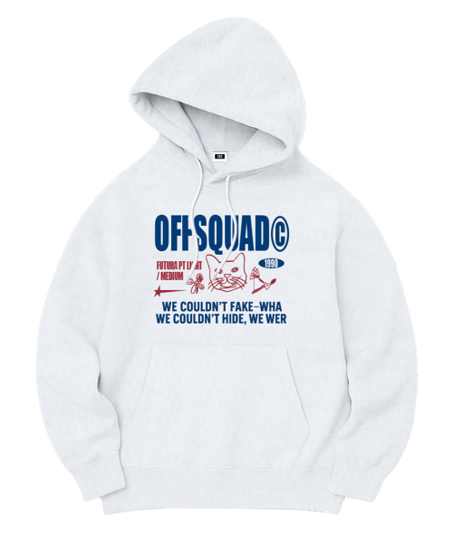 RANDOMOFF(ランダムオフ)の「OFF SQUAD OVER FIT HOODIE (5color)(パーカー・レディース・ライトグレー/ネイビー/グレー/ブルーグレー/ブラック×ホワイト/ホワイト×ネイビー/ブラック×ピンク・MEDIUM/LARGE/X-LARGE/S)」の9枚目の写真