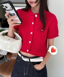 2way ワッフル編み ショートカーディガン