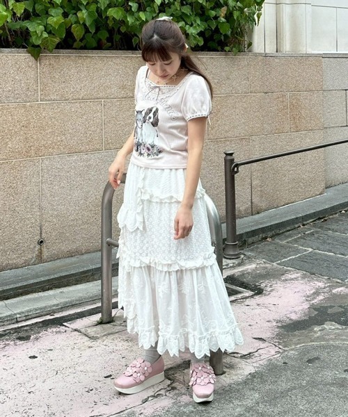 Candy Stripper(キャンディストリッパー)の「COTTON LACE PATCH スカート(スカート・レディース・ブラック/オフホワイト・FREE)」の18枚目の写真