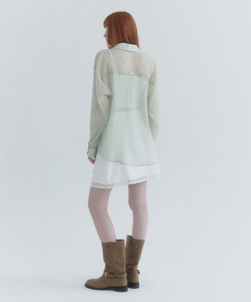 MICANE(ミケーネ)の「カイリー シースルーシャツ(シャツ/ブラウス・レディース・ミント/ブラック/アイボリー・SMALL/MEDIUM/LARGE/X-LARGE)」の11枚目の写真