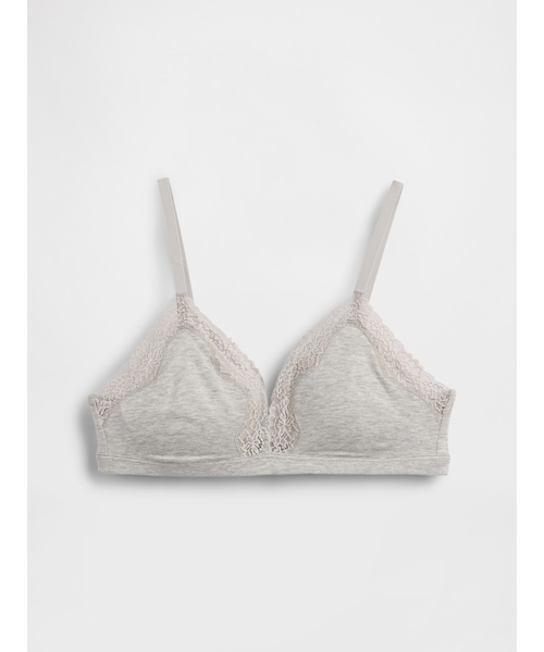 GAP(ギャップ)の「オーガニック ストレッチ コットン レーストリミング トライアングルブラ(ブラジャー・レディース・グレー/ピンク系その他・XS/S/M/L/XXS)」の2枚目の写真