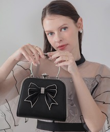 【LEJA】ビッグリボンビジューパーツハンドショルダー2WAYバッグ結婚式 パーティー 成人式 二次会 同窓会 お呼ばれ オケージョン 20代 30代