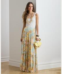 極美品✨ポロラルフローレン スカート マキシ丈 花柄 アシンメトリー 洗える 白 LAUREN RALPH LAUREN｜ローレン ラルフ ローレンのスカート（花柄