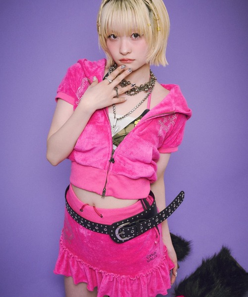 GALFY(ガルフィー)の「GALFY(ガルフィー)VIVI★GALパーカー/猫耳フード パイル ジップアップ チビパーカー ショート丈 Y2K ギャル(パーカー・レディース・ピンク/ブラック/イエロー系その他・FREE)」の22枚目の写真