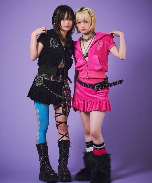 GALFY(ガルフィー)の「GALFY(ガルフィー)VIVI★GALパーカー/猫耳フード パイル ジップアップ チビパーカー ショート丈 Y2K ギャル(パーカー・レディース・ピンク/ブラック/イエロー系その他・FREE)」の7枚目の写真
