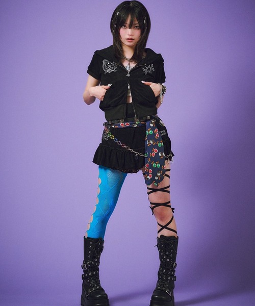 GALFY(ガルフィー)の「GALFY(ガルフィー)VIVI★GALパーカー/猫耳フード パイル ジップアップ チビパーカー ショート丈 Y2K ギャル(パーカー・レディース・ピンク/ブラック/イエロー系その他・FREE)」の14枚目の写真
