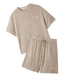 gelato pique（ジェラートピケ）の「【ONLINE限定】【HOMME】【接触冷感】パイルワンポイントロゴ刺繍プルオーバー&ハーフパンツセット（ルームウェア/パジャマ）」