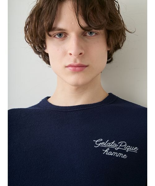 gelato pique(ジェラートピケ)の「【ONLINE限定】【HOMME】【接触冷感】パイルワンポイントロゴ刺繍プルオーバー&ハーフパンツセット(ルームウェア/パジャマ・メンズ・ネイビー/ベージュ/ミント/ダークグレー・L/M)」の13枚目の写真