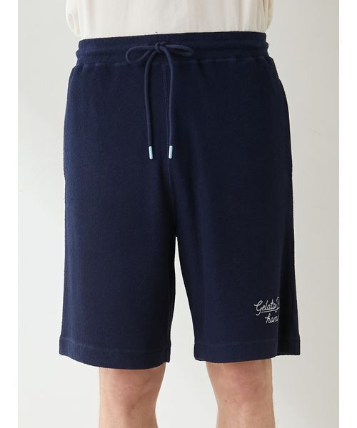 gelato pique(ジェラートピケ)の「【ONLINE限定】【HOMME】【接触冷感】パイルワンポイントロゴ刺繍プルオーバー&ハーフパンツセット(ルームウェア/パジャマ・メンズ・ネイビー/ベージュ/ミント/ダークグレー・L/M)」の17枚目の写真