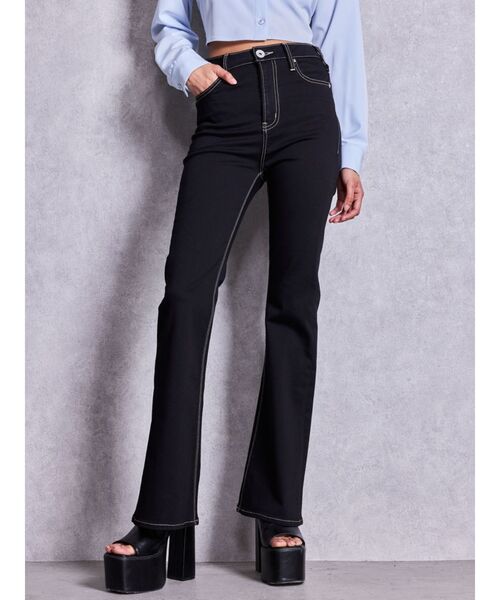 GYDA(ジェイダ)の「ハイウエストワンウォッシュフレアパンツ(デニムパンツ・レディース・ブラック・MEDIUM/SMALL/X-SMALL)」の16枚目の写真