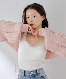リボンニットボレロカーディガン