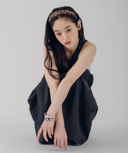 MUHET(ミュエータ)の「docking seersucker halter neck dress / ドッキングシアサッカーホルターネックワンピース(ワンピース・レディース・ブラック/ライトブルー/ネイビー・FREE)」の15枚目の写真