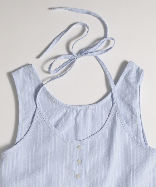 MUHET(ミュエータ)の「docking seersucker halter neck dress / ドッキングシアサッカーホルターネックワンピース(ワンピース・レディース・ブラック/ライトブルー/ネイビー・FREE)」の22枚目の写真
