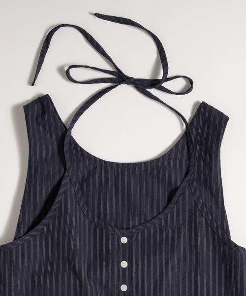 MUHET(ミュエータ)の「docking seersucker halter neck dress / ドッキングシアサッカーホルターネックワンピース(ワンピース・レディース・ブラック/ライトブルー/ネイビー・FREE)」の12枚目の写真