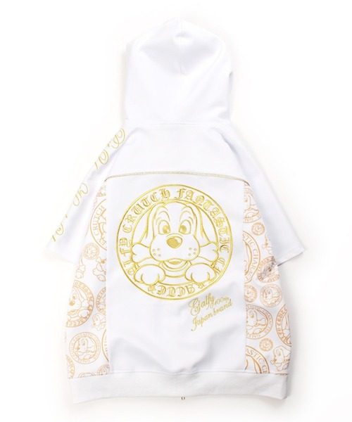 GALFY(ガルフィー)の「GALFY(ガルフィー)プチョヘンザSET UP/ゴールドロゴ 半袖ジャージセットアップ/ダブルジップパーカー&ハーフパンツ(ジャージ・メンズ・ホワイト/ブラック・L/LL)」の16枚目の写真