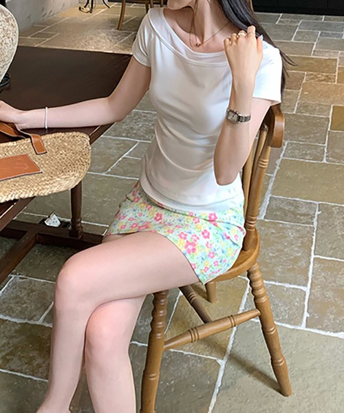 Girly Doll(ガーリードール)の「フェイクレイヤードボートネックTシャツ(Tシャツ/カットソー・レディース・イエロー/ホワイト/ピンク・S/M)」の7枚目の写真