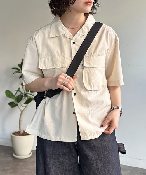 CPCM（シーピーシーエム）の「クロップドブロード開襟シャツ（シャツ/ブラウス・メンズ・サックスブルー/オフホワイト/チャコールグレー/ブルー/イエロー・LARGE/SMALL/MEDIUM）」の10枚目の写真
