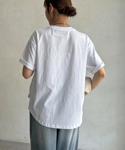 DouDou（ドゥドゥ）の「パールロゴTEE（Tシャツ/カットソー・レディース・オフホワイト/ブラック/ベージュ・FREE）」の13枚目の写真