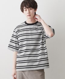 【洗える】ボーダークルーカットソー