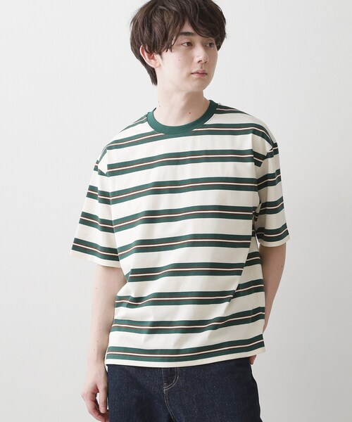 Dessin(デッサン)の「【洗える】ボーダークルーカットソー(Tシャツ/カットソー・メンズ・ホワイト/チャコールグレー/グレー・03/02)」の1枚目の写真
