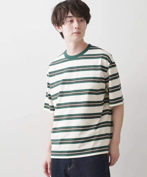 Dessin(デッサン)の「【洗える】ボーダークルーカットソー(Tシャツ/カットソー・メンズ・ホワイト/チャコールグレー/グレー・03/02)」の4枚目の写真