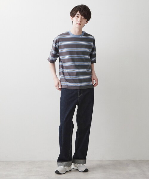 Dessin(デッサン)の「【洗える】ボーダークルーカットソー(Tシャツ/カットソー・メンズ・ホワイト/チャコールグレー/グレー・03/02)」の14枚目の写真