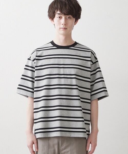 Dessin(デッサン)の「【洗える】ボーダークルーカットソー(Tシャツ/カットソー・メンズ・ホワイト/チャコールグレー/グレー・03/02)」の16枚目の写真