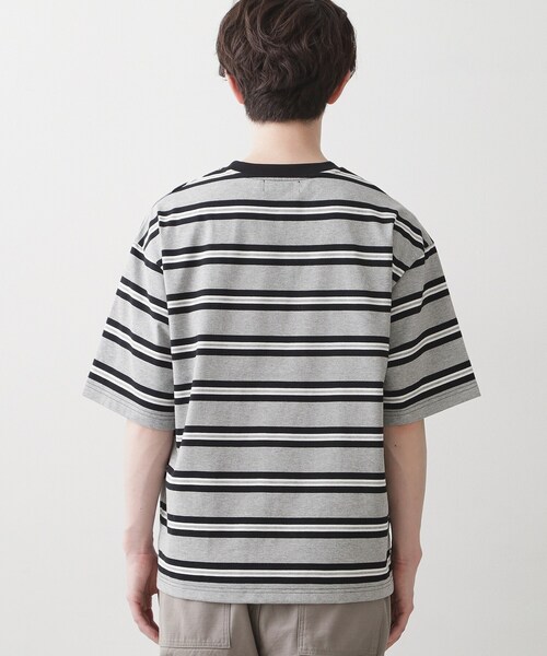 Dessin(デッサン)の「【洗える】ボーダークルーカットソー(Tシャツ/カットソー・メンズ・ホワイト/チャコールグレー/グレー・03/02)」の18枚目の写真