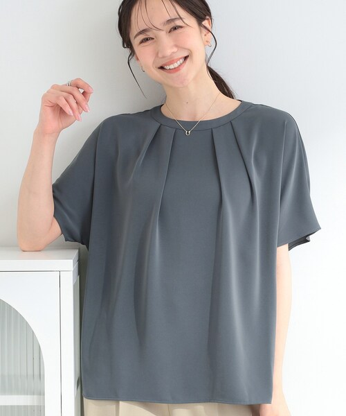 SHOO・LA・RUE（シューラルー）の「【ひんやり/UV/通勤】洗濯後しわになりにくい 上品配色ブラウス（シャツ/ブラウス・レディース・ブルー系4/ネイビー系4/ホワイト系7・04/01/02/03）」の3枚目の写真