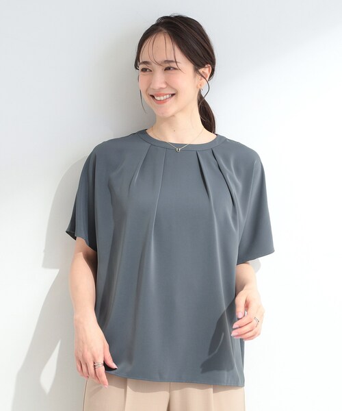 SHOO・LA・RUE（シューラルー）の「【ひんやり/UV/通勤】洗濯後しわになりにくい 上品配色ブラウス（シャツ/ブラウス・レディース・ブルー系4/ネイビー系4/ホワイト系7・04/01/02/03）」の14枚目の写真