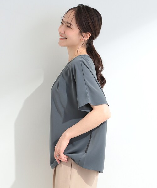 SHOO・LA・RUE（シューラルー）の「【ひんやり/UV/通勤】洗濯後しわになりにくい 上品配色ブラウス（シャツ/ブラウス・レディース・ブルー系4/ネイビー系4/ホワイト系7・04/01/02/03）」の13枚目の写真
