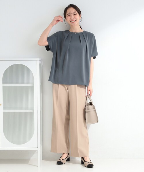 SHOO・LA・RUE（シューラルー）の「【ひんやり/UV/通勤】洗濯後しわになりにくい 上品配色ブラウス（シャツ/ブラウス・レディース・ブルー系4/ネイビー系4/ホワイト系7・04/01/02/03）」の12枚目の写真