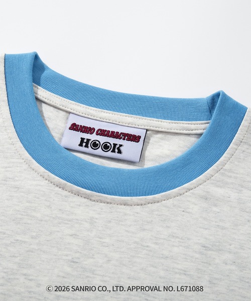 HOOK（フック）の「HOOK -original-　サンリオキャラクターズ コラボ バイカラープリントリンガーTシャツ (SS)（Tシャツ/カットソー・メンズ・ライトグレー/ライトベージュ・L/M/S）」の3枚目の写真
