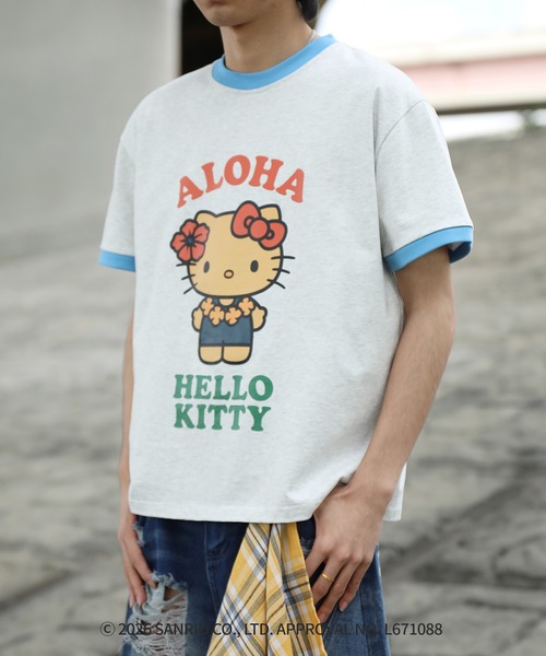 HOOK（フック）の「HOOK -original-　サンリオキャラクターズ コラボ バイカラープリントリンガーTシャツ (SS)（Tシャツ/カットソー・メンズ・ライトグレー/ライトベージュ・L/M/S）」の19枚目の写真