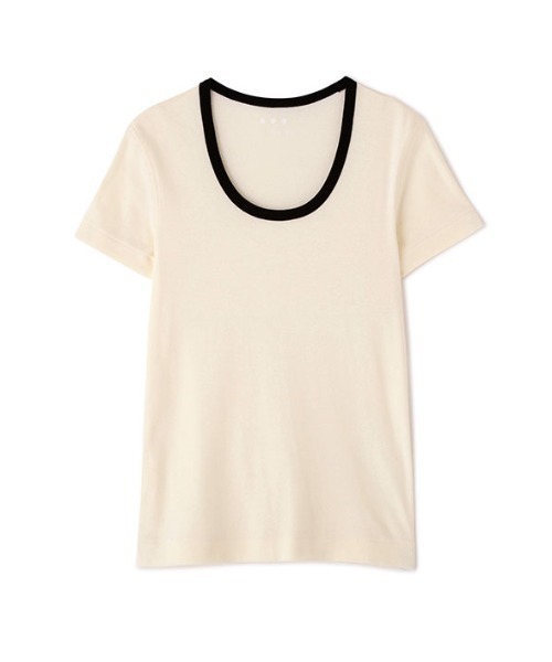 ETRE TOKYO（エトレトウキョウ）の「three dotsオーガニックコットンリンガーTee（Tシャツ/カットソー・レディース・ブラック/ライトカーキ・M/S）」の19枚目の写真