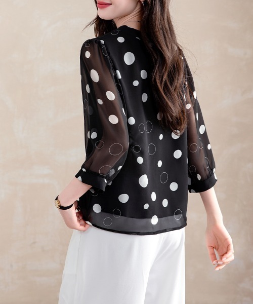 ONEP STAR(ワンピスター)の「シフォン透けドットブラウス(シャツ/ブラウス・レディース・ブラック・X-LARGE/LARGE/MEDIUM)」の9枚目の写真