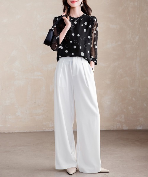 ONEP STAR(ワンピスター)の「シフォン透けドットブラウス(シャツ/ブラウス・レディース・ブラック・X-LARGE/LARGE/MEDIUM)」の10枚目の写真