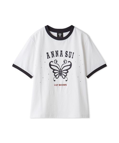 LILY BROWN(リリーブラウン)の「【LILY BROWN×ANNA SUI】バタフライリンガーストーンTシャツ(Tシャツ/カットソー・レディース・ホワイト/チャコールグレー/ミント・F)」の3枚目の写真