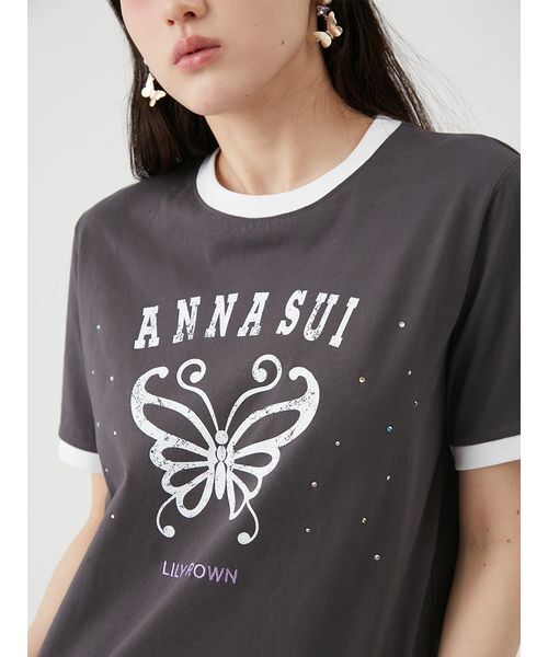 LILY BROWN(リリーブラウン)の「【LILY BROWN×ANNA SUI】バタフライリンガーストーンTシャツ(Tシャツ/カットソー・レディース・ホワイト/チャコールグレー/ミント・F)」の12枚目の写真